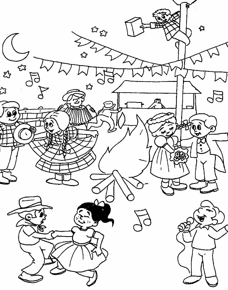 Desenhos para colorir com Festa Junina - Atividades para crianças